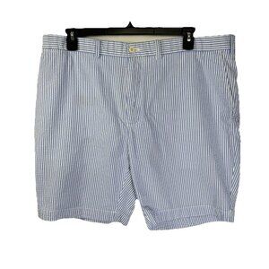 Vintage Polo Golf Ralph Lauren Seersucker Shorts Men 42x9 Blue Stripe Crest Logo